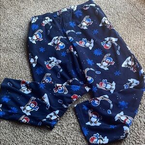 Joe Boxer Blue and Red Pajama Bottoms with Hockey Pattern size Large